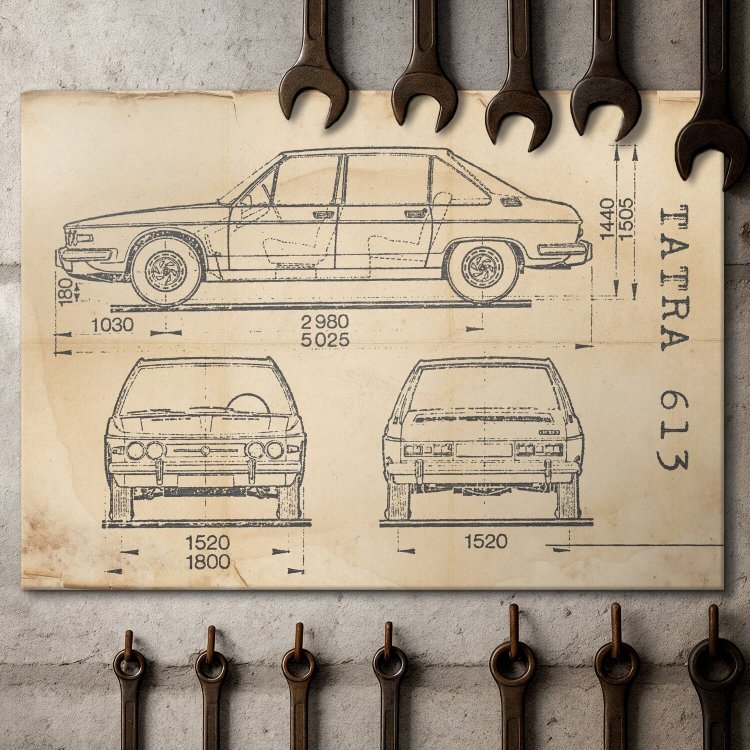 Tatra 613 Samochód Auto Motoryzacja Patent Retro
