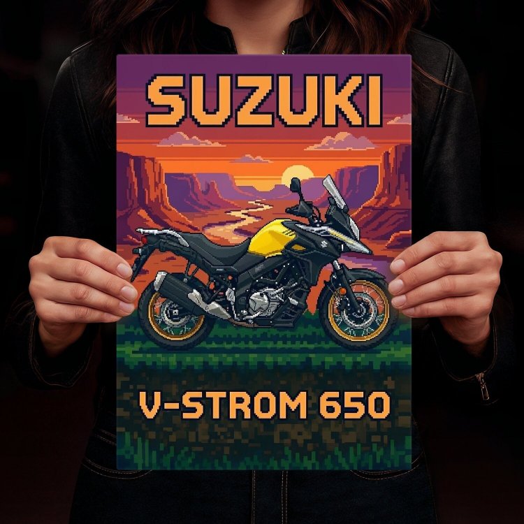 Suzuki V-Strom 650 Retro Pixel Art