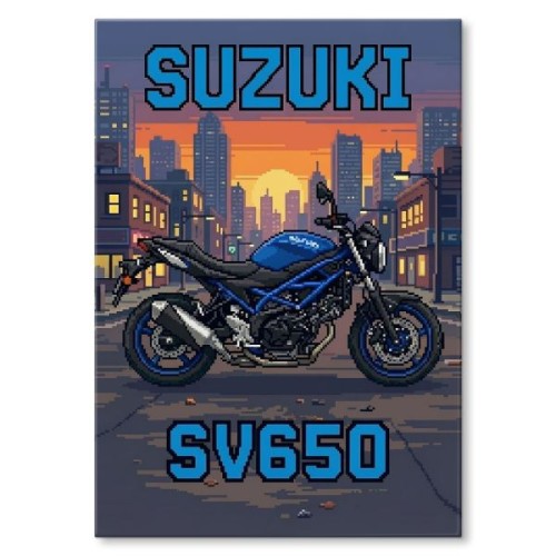 Suzuki SV650 Retro Pixel Art