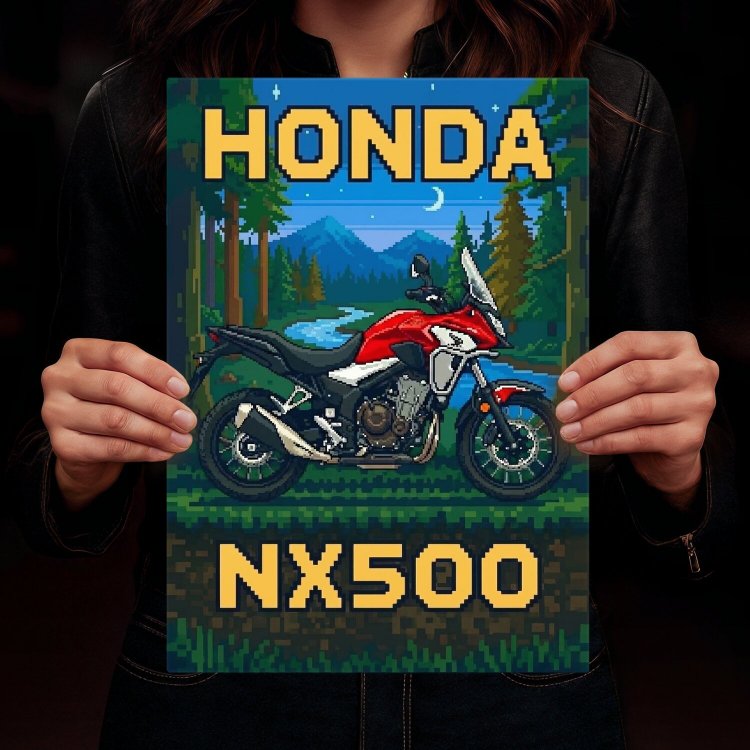 Honda NX500 Retro Pixel Art