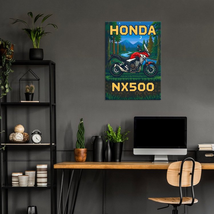 Honda NX500 Retro Pixel Art