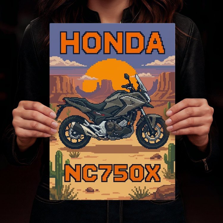 Honda NC750X Retro Pixel Art