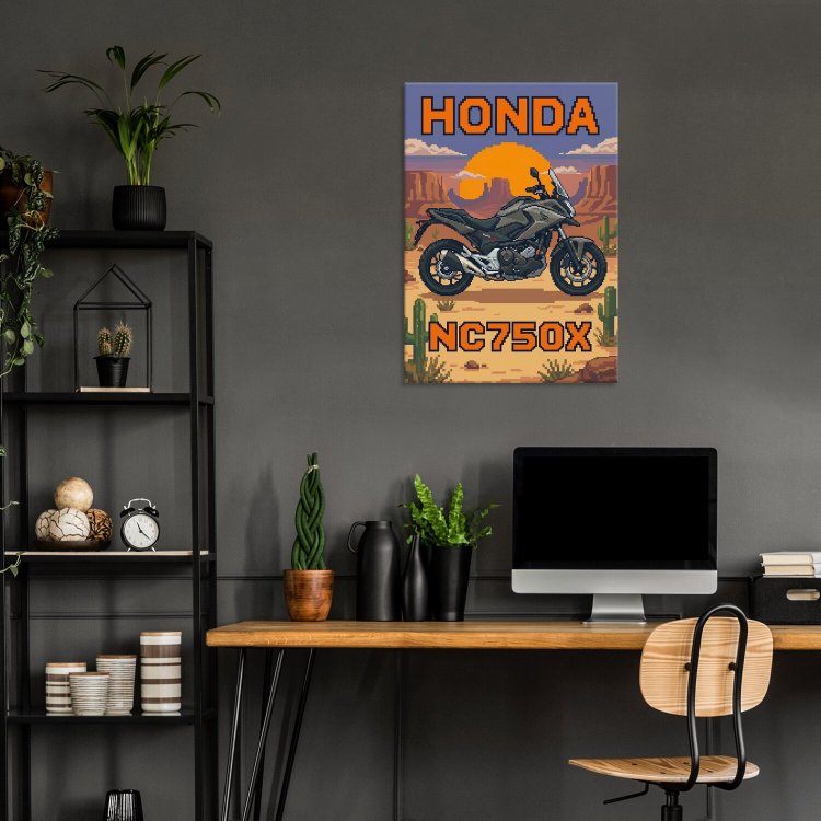 Honda NC750X Retro Pixel Art