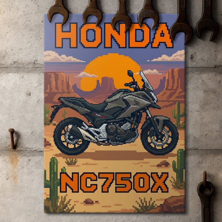 Honda NC750X Retro Pixel Art