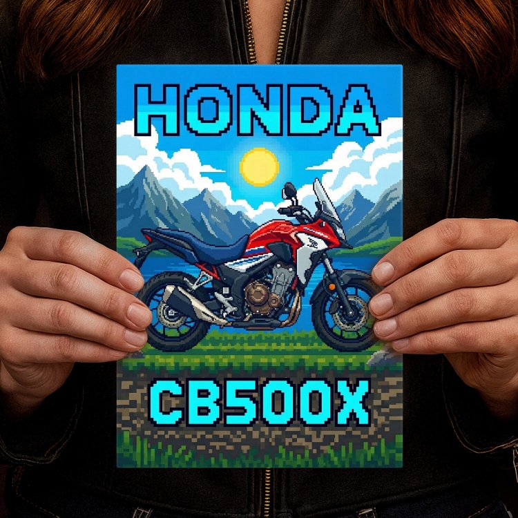 Honda CB500X Retro Pixel Art