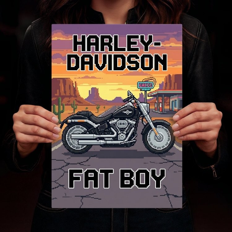 Harley-Davidson Fat Boy Retro Pixel