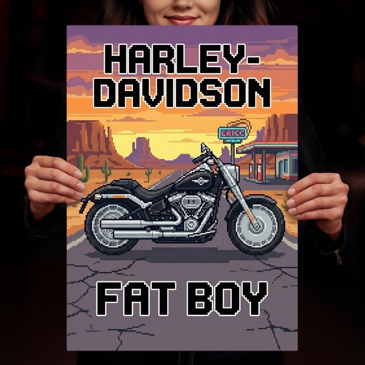 Harley-Davidson Fat Boy Retro Pixel