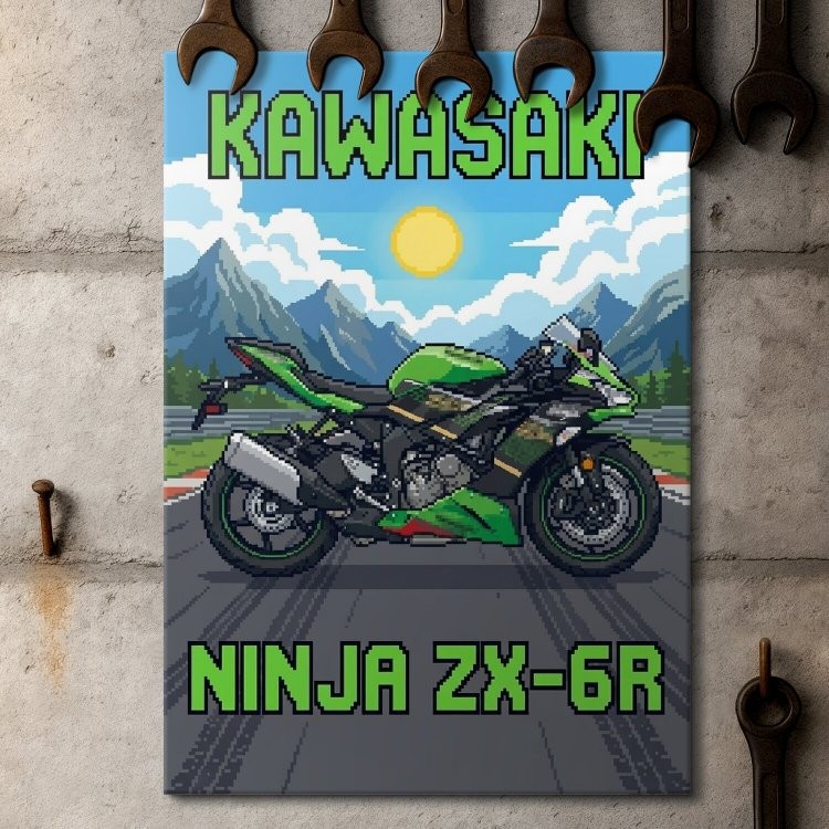 Kawasaki Ninja ZX-6R Retro Pixel