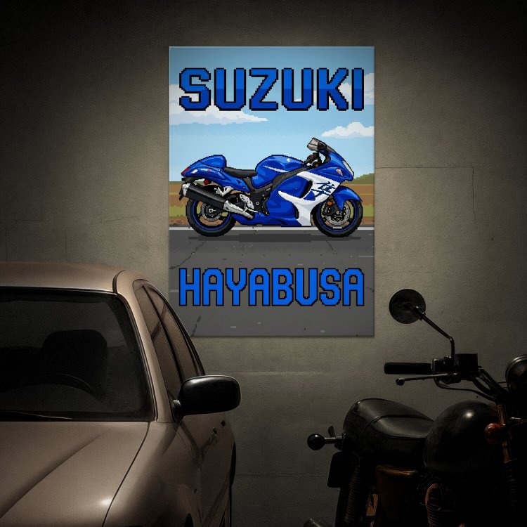 Suzuki Hayabusa Retro Pixel