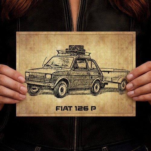 Fiat 126p z przyczepką