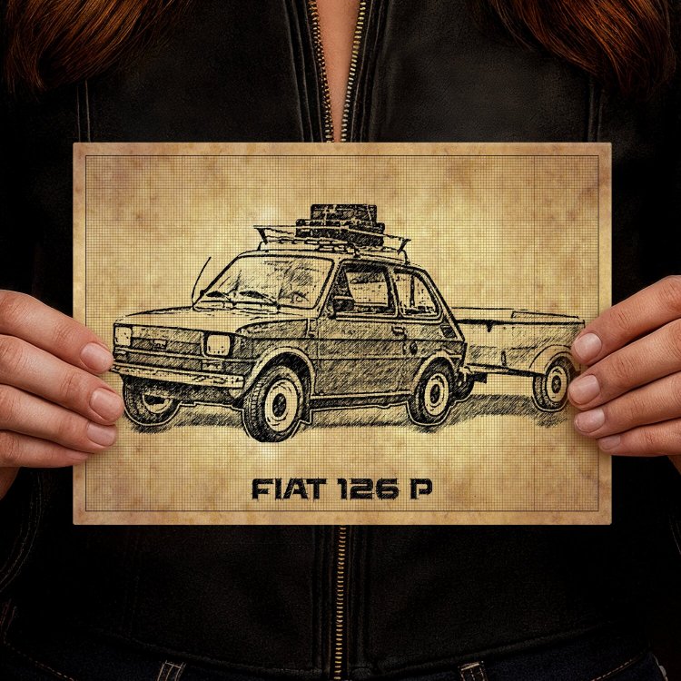 Fiat 126p z przyczepką