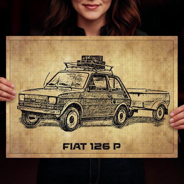Fiat 126p z przyczepką