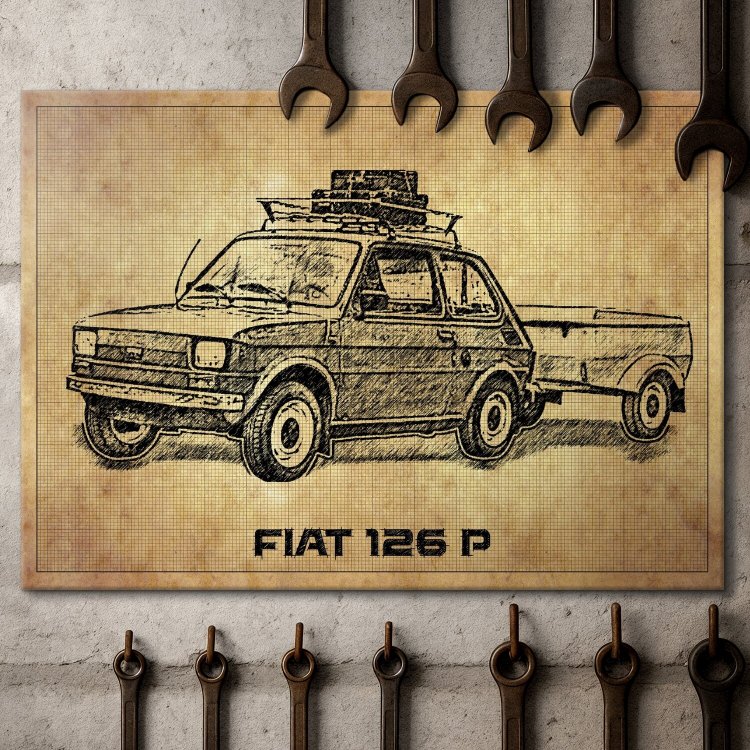 Fiat 126p z przyczepką